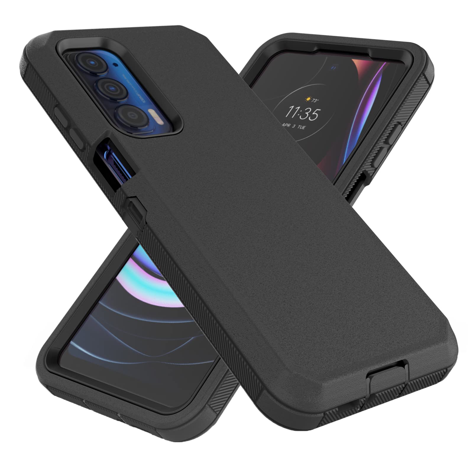 For Motorola Moto Edge 2021 Case, Moto Edge 5G Uw Case, Heavy Duty Defender Case Dustproof Shockproof Protection 3 In 1 Rugged P